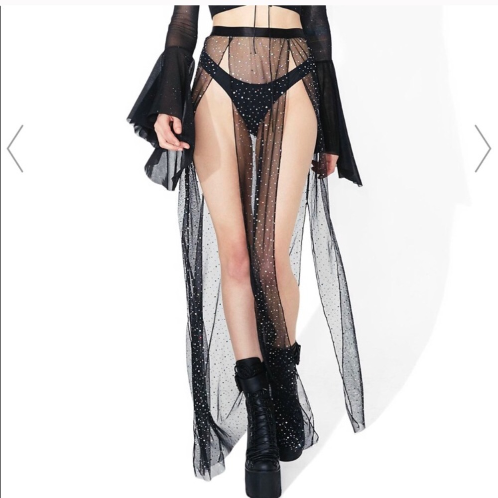 Rave mesh see through star glitter skirt